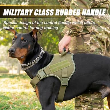 Bcadem Tactical Dog Harness,No Pull Military Pet Harness for Medium Large Dogs, Adjustable Service Dog Vest Harness with Night Reflective, Easy Control Handle for Walking, Hiking, Training (Green) - Image 3