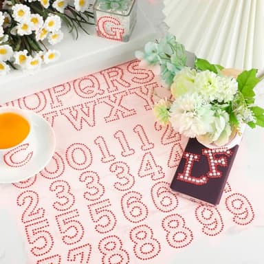 Towfed 214 Pcs 8 Sheets Pearl Self Adhesive Stickers 6 Sheets A-Z Glitter Rhinestone Letter Stickers and 2 Sheet 0-9 Glitter Number Sticker Bling Crystal Alphabet Sticker for DIY Crafts (White+Red) - Image 4