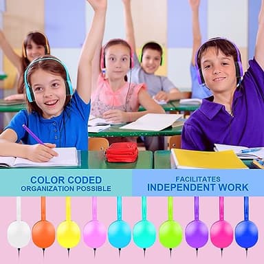 XOSDA 40 Pack Classroom Headphones Bulk for School Students Kids, Multi Colored Children Headsets Earphones for Chromebook, Computer, Laptop and More (PU102,40 Mixed) - Image 5