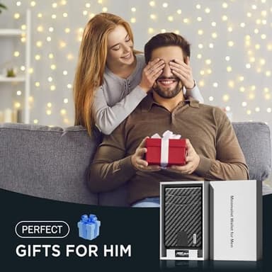 Wallet for Men - Pop Up Case, Cash Slot, and Credit Card Slot - Slim Aluminum Wallet with RFID Blocking, Minimalist Leather Wallet Front Pocket with ID Window (Carbon Fiber) - Image 6