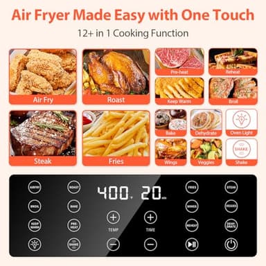 Beelicious 5.8QT Large Air Fryer, 12-in-1 Digital Airfryer with Clear Window, 40+ Recipes, Flavor-Lock Tech, Shake Reminder, Compact, Quiet, Dishwasher Safe, Nonstick (Cherry Pink) - Image 2