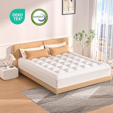AprLeaf Pillow Top Mattress Topper Queen Size, 3 Inch Dual Layer Mattress Topper, 1 Inch Cooling Pillow Topper and 2 Inch Gel Memory Foam Mattress Topper for Back Pain - Image 6