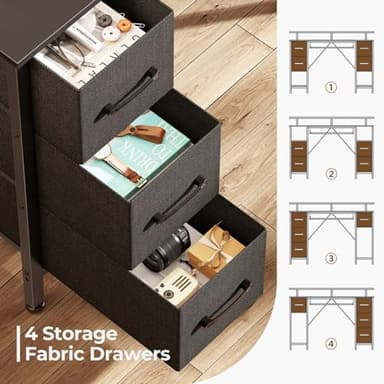 Seventable Computer Desk 47.2" with LED Lights & Power Outlets, Home Office Desk with 4 Drawers, Writing Desk with Keyboard Tray, Study Table with Monitor Stand, Work Desks for Home Office, Black - Image 7