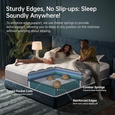 DCOOLAULTRA Queen Mattress 14 Inch,Medium Firm Hybrid with Memory Foam& Individually Wrapped Pocket Coils for Support,CertiPUR-US Certified - Image 5