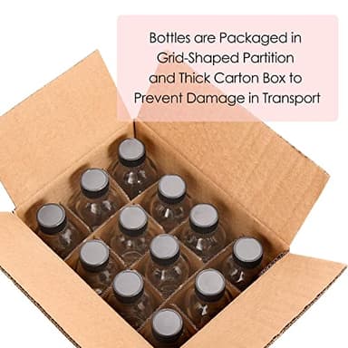 12 Pack, 2 oz Small Clear Glass Bottles w/Lid & 3 Funnels - 60ml Boston Shot Bottles for Health, Immunity, Potion, Wellness, Sample, Ginger, Juice - Mini Personal Care & Beauty Travel Bottle - Image 6
