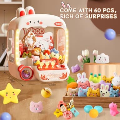 64 PCS Large Claw Machine for Kids Bunny, Vending Machine Toys for Girls 5 6 7 8 Year Old, Candy and Prize Electronic Dispenser Game Ages 5-7 6-8, Christmas Birthday Gift for 3 4 5 6 Year Old - Image 4