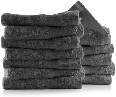 Hearth & Harbor Washcloths 12 Pack - 100% Cotton Washcloth for Body and face, High Absorbent and Soft 13"x13" Body Wash Cloth, Quick Dry - Dark Grey Washcloths - Image 2