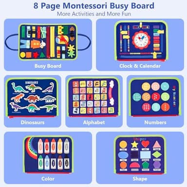 Vlllik Busy Board for 1 2 3 4 5 6 Year Old Toddler, Montessori Toys Preschool Educational Activities for Learning Fine Motor Skills,Busy Book for Plane Car Travel, Birthday Gift for Boys Girls - Image 2