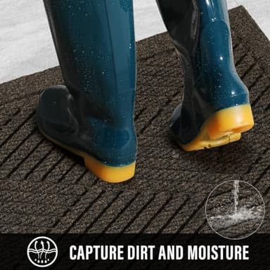 Sturdy Front Door Mat, Absorbent Muddy Dirt Resist Welcome Door Mats Outdoor Indoor, Stain and Fade Resistant, Non-Slip Rubber Backing Low Profile Doormat for Entryway, 36×24, Brown - Image 4