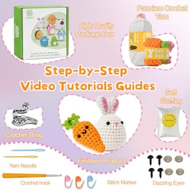 Crochet Kit for Beginners, Amigurumi Crochet Animals Knitting Kit with Crochet Yarn, Easy Crochet Animal Kit for Beginners Crochet Kit for Adults with Step-by-Step Video for Crochet Gifts - Image 2