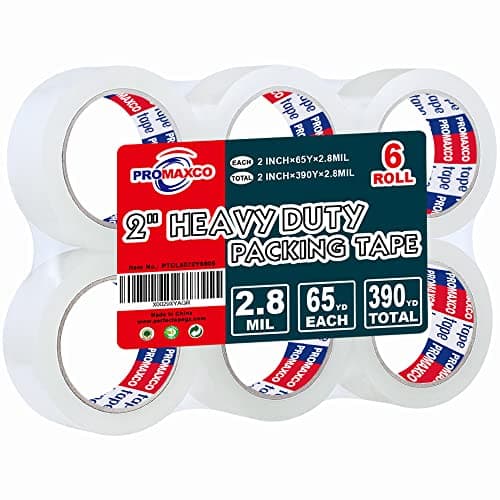 PROMAXCO Heavy Duty Packing Tape 6 Rolls, Total 390Y, Clear, 2.8 mil, 1.88 inch x 65 Yards, Ultra Strong, Refill for Packaging and Shipping - Image 1