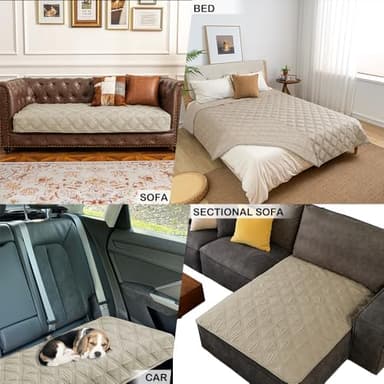 fuguitex Waterproof Dog Blanket Reversible for Small Dogs Resistant Leakproof Washable Couch Cushion Bed Protector Cover for Indoor Furniture Pet Friendly（30"*53",Brown+Khaki+Khaki - Image 6