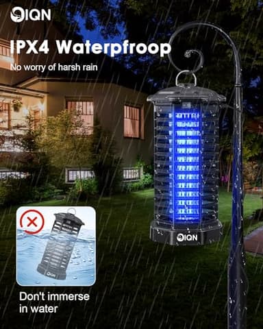 Bug Zapper Outdoor, Plug in Electric Mosquito Fly Zapper w/ 15W Light & 4200V Grid & on/Off Switch, Mosquito Traps & Killer for Indoor, Kitchen, Patio, Backyard and More (Black) - Image 5