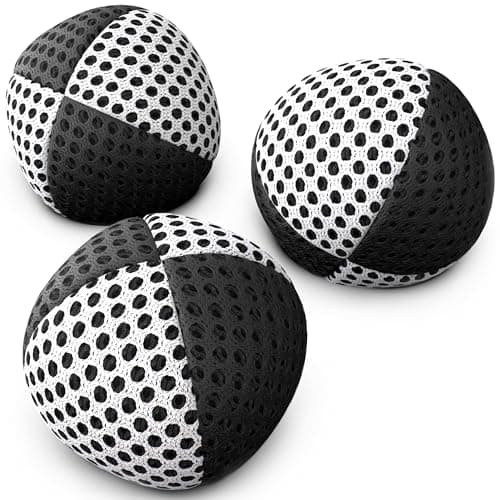 speevers Juggling Balls for Beginners and Professionals Set of 3, Juggling Bean Bags 14 Colors Available, 2 Layers of Net and Carry Case, Original Xballs Juggling Balls (Black - White, 4.2 oz) - Image 1