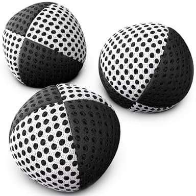 speevers Juggling Balls for Beginners and Professionals Set of 3, Juggling Bean Bags 14 Colors Available, 2 Layers of Net and Carry Case, Original Xballs Juggling Balls (Black - White, 4.2 oz) - Image 1