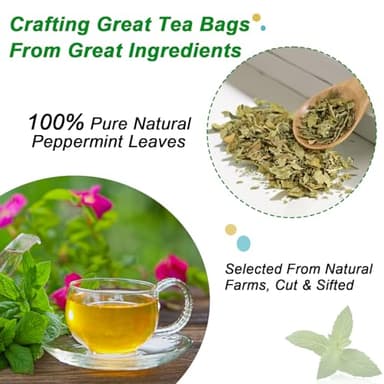 FullChea - Peppermint Tea Bags, 50 Teabags - Premium Peppermint Leaves - Refreshing & Minty - Non-GMO - Caffeine-free - Freshen Breath & Aid Digestion - Image 2