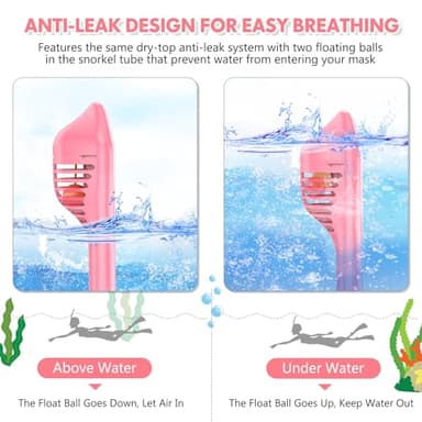 Kids Snorkel Mask Full Face, Snorkeling Gear for Kids 2-14 with Camera Mount, 180 Degree Panoramic View Snorkeling Set Anti-Fog Anti-Leak - Image 4