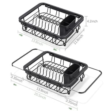 Expandable Dish Drying Rack Over The Sink, Adjustable Dish Rack in Sink, Rustproof Dish Drainer for Kitchen Counter, Dish Strainer with Utensil Holder, Standard Size - Image 7