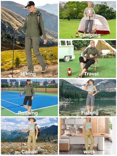 Women's Hiking Pants Convertible Quick Dry Lightweight Zip Off Fishing Travel Safari Pants #2193-Light K-8 - Image 6