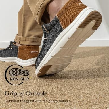 Bruno Marc Men's Arch Support Casual Slip-on Shoes Loafers for Men Non Slip Comfortable Boat Shoes,Size 10,Black/Brown,SBLS2302M - Image 6