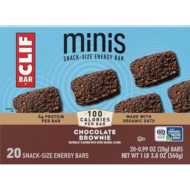 CLIF BAR Minis - Chocolate Brownie Flavor - Made with Organic Oats - 4g Protein - Non-GMO - Plant Based - Snack-Size Energy Bars - 0.99 oz. (20 Pack) - Image 12