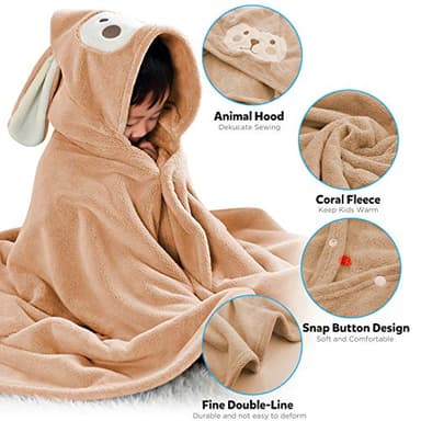 ROMASA Baby Bath Towel Hooded Ultra Soft Towel Highly Absorbent Bathrobe Blanket Toddlers Shower Gifts for Boys Girls-27.5" x 55" (Kaqi) - Image 3