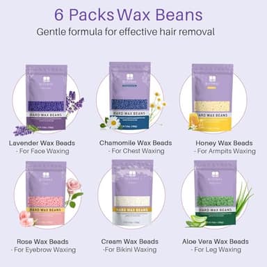 BLITZWAX Brazilian and Bikini Waxing Kit for Women, Hard Wax Warmer for Face, Legs and Body, At Home Hair Removal Kit, Beginner Friendly, Fast Heating, 51 Accessories, 6 Types Wax Bean Formula - Image 8
