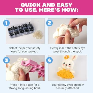 Safety Eye Snapper Tool for Effortlessly Attaching Safety Eyes in Crocheting, Ideal for Amigurumi Crochet & Stuffed Animal Crafts - Fits 5-30mm Eyes, Durable & Ergonomic Making Supplies Tool - Pink - Image 6