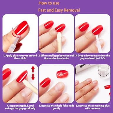 Makartt Nail Glue Remover for Press on Nails - 30ML Glueoff Easy Removal Versatile Debonder for Glue on Tips, Regular Polish, Quick Glues and Semi-Cured Sticker DIY Manicure Supply - Image 6