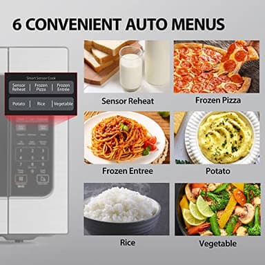 Toshiba ML-EM62P(SS) Large Countertop Microwave with Smart Sensor, 6 Menus, Auto Defrost, ECO Mode, Mute Option & 16.5" Position Memory Turntable, 2.2 Cu Ft, 1200W, Stainless Steel - Image 5