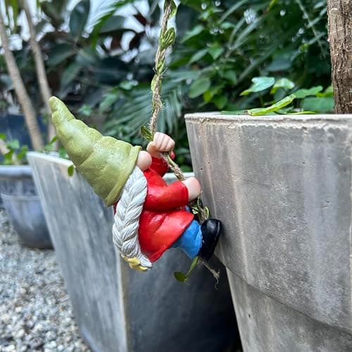 WSHMZYHOME Hanging Gnome Garden Statue Decoration,Climbing Garden Gnomes Statue Figurine Ornament for Indoor Outdoor Home Garden Decor,Gift for Women,mom
