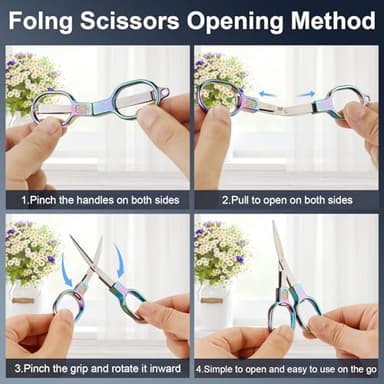 2 Pcs Folding Stainless Steel Portable Mini Travel Scissors, Safety Foldable Pocket Badge Small Scissors All Purpose with 2 Keychain for Travel, Home, Office, Craft, Sewing, Nurse Accessories (Color) - Image 4