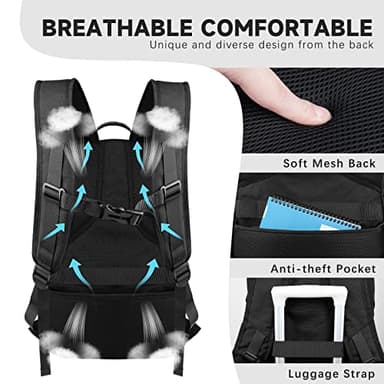 tazbuzo 18.4 Inch Extra Large Travel Backpack, TSA Laptop Backpack with USB Port, 55L Water Resistant Carry on College School Computer Backpack Men Women, Grey - Image 5