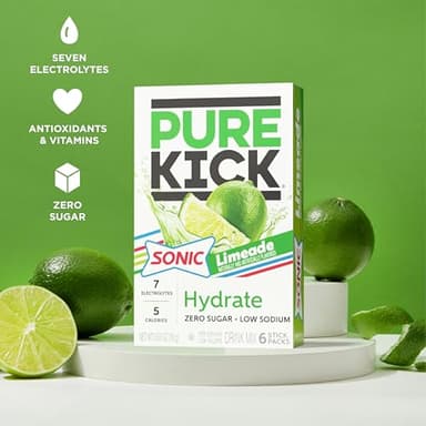 PURE KICK Hydration Singles to Go Drink Mix, Sonic Limeade, Includes 12 Boxes with 6 Packets in Each Box, 72 Total Packets - Image 3