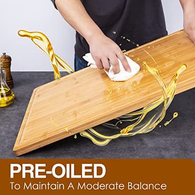 36 x 24 Extra Large Cutting Board, Bamboo Cutting Boards for Kitchen with Juice Groove and Handles Kitchen Chopping Board for Meat Cheese board Heavy Duty Serving Tray, 5XL, Empune - Image 6