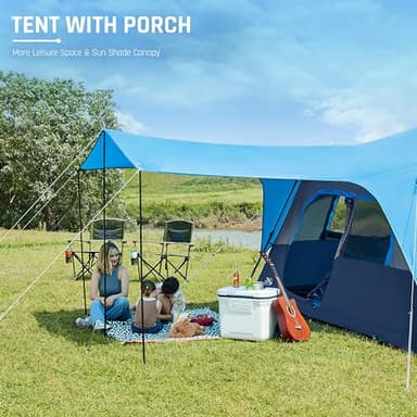 Camping Tent, Instant Cabin Tents for Camping, 8-Person Family Tent, Easy Setup in 60 Seconds with Porch, Large Waterproof Tents for Outdoor Camping, 5 Mesh Windows, Upgraded Ventilation (Blue) - Image 6