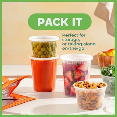 JoyServe Deli Food Storage Containers with Lids - (48 Sets) 24-32 Oz Quart Size & 24-16 Oz Pint Size Plastic Airtight Takeout Meal Prep Storage, BPA-Free, Dishwasher, Microwave Safe - Image 6