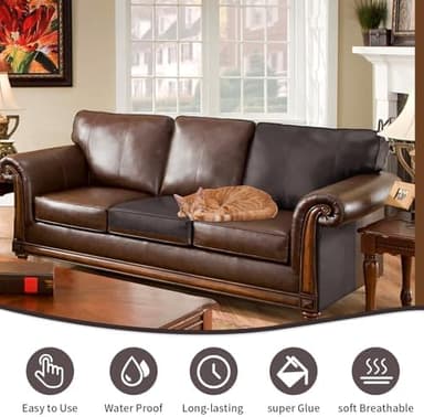 Leather Repair Tape Self-Adhesive Leather Repair Patch for Couch Furniture Sofas Car Seats Advanced PU Vinyl Leather Repair Kit (Dark Brown, 17X79 inch - Image 3