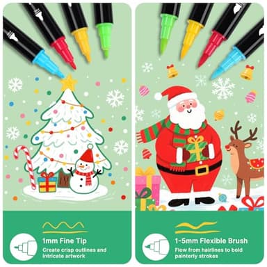 Tongfushop 72 Colors Acrylic Paint Markers, Dual Tip Acrylic Paint Pens with Brush Tip & Fine Tip, Wood Markers for Rock Painting, Wood, Canvas, Stone, Glass, Ceramic, DIY Crafts, Art Supplies - Image 4