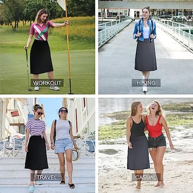 ANIVIVO Women's Midi Length Skorts Skirts with Pockets Modest Skirts 28" Long Knee Length Athletic Skorts(Khaki L) - Image 4