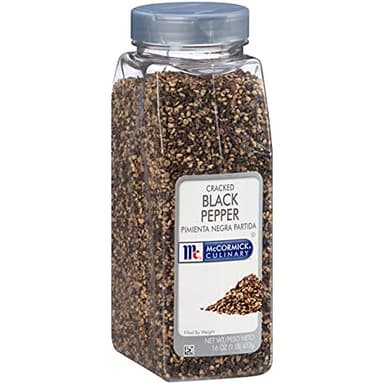 McCormick Culinary Cracked Black Pepper, 16 oz - One 16 Ounce Container of Cracked Black Peppercorns for Garnishes, Best with Kabobs, Steak, Marinades, Tossed Salads and More - Image 1