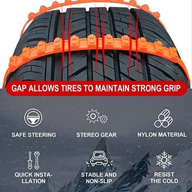 Reusable Snow Tire Chains for Trucks & SUVs - 2025 Upgrade 10 PCS Emergency Anti-Skid Traction Chains, Heavy Duty Plastic Wheel Cables for Winter Driving on Snow/Ice & Muddy Roads - Image 8