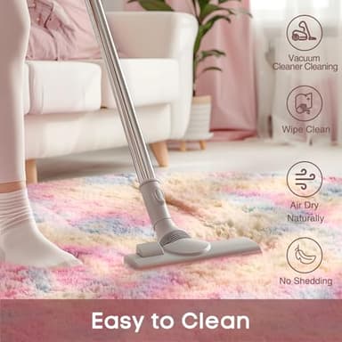 Ophanie Round Rug 6Ft Rainbow Circle Area Rug, Cute Room Decor for Teen Girls, Fluffy Fuzzy Bedroom Carpet, Plush Soft Shaggy Living Room Rugs for Kids Home Decor Aesthetic, Nursery - Image 6