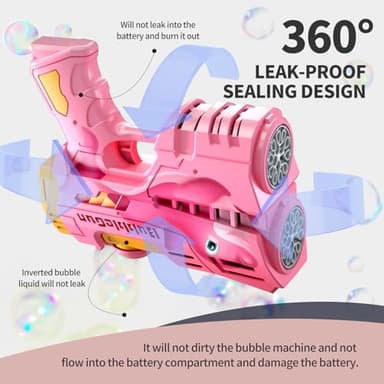 Jasny 2 Pack Rechargeable Dino Bubble Guns for Kids, LED Light Up Bubbles Machine Blower with 2 Bottles Refill Solution for Toddlers, Summer Wedding Toys Gift - Image 3
