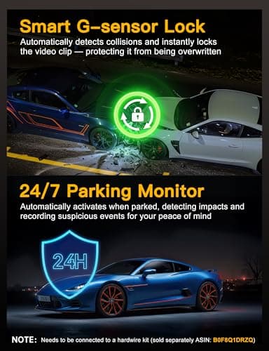 QCONTROL® 4K 5G WiFi 3 Channel Dash Cam Front and Rear Inside, 4K+1080P+1080P Dash Camera for Cars, GPS Dashcam, Car Camera with 3-Inch Screen, IR Night Vision, 24Hr Parking Mode, G-Sensor, 64GB Card - Image 7