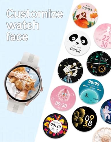 HUAKUA Smart Watches for Women Men (Answer/Make Calls) Compatible with iPhone/Android Phones, Round Smartwatch Fitness Tracker with Heart Rate Monitor Sleep/Steps Tracker Waterproof (Starlight/Gold) - Image 6