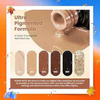 Beetles Fall Brown Gel Polish - 6 Colors Nude Brown Neutral Beige Khaki Glitter Gold Gel Nail Polish Set Roasted Chestnuts Collection Uv Gel Nail Art Manicure - Image 3