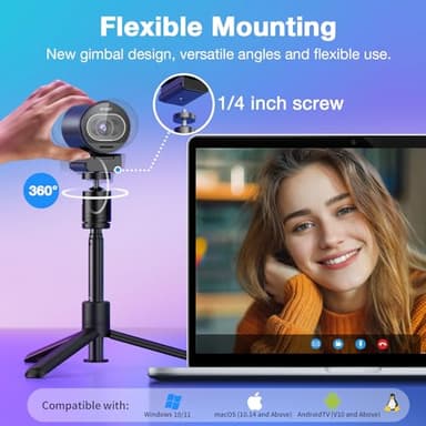 EMEET S600 4K Webcam with Tripod for Streaming - Sony 1/2.5'' Sensor, PDAF Autofocus, 1080P@60FPS, 2 Noise Reduction Mics, Built-in Privacy Cover, 73° FOV, Streaming Webcam for Product/Game/Beauty - Image 2