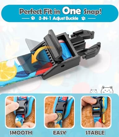 Halypet Cat Harness and Leash Set[MAX Safety 4th-Gen] Cute Escape Proof Vest Harness for Girl&Boy Cat Walking, Comfortable Adjustable Leash and Reflective Strips for Outdoor Kitten, M Azure Floral - Image 5
