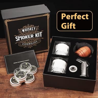 Whiskey Smoker Kit with Torch - 6 Flavors Wood Chips, 2 Glasses, 2 Ice Ball Molds - Cocktail Smoker Infuser Kit, Old Fashioned Drink Smoker Kit, Birthday Bourbon Whiskey Gifts for Men,Dad(NO Butane) - Image 8